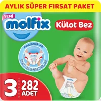 Molfix Midi 3 Numara Göbek Oyuntulu Külot Bebek Bezi 282 Adet