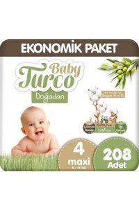 Baby Turco Doğadan 4 Numara Bantlı Bebek Bezi 2x104 Adet