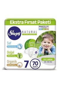 Sleepy Natural 7 Numara Organik Cırtlı Bebek Bezi 70 Adet