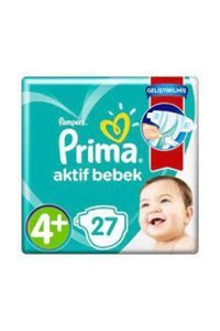 Prima Aktif Bebek 4 + Numara Cırtlı Bebek Bezi 27 Adet