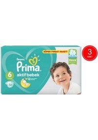 Prima Aktif Bebek Extra Large 6 Numara Cırtlı Bebek Bezi 3x50 Adet