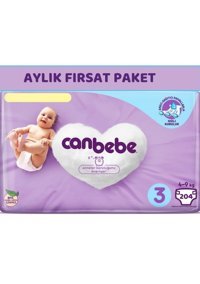 Canbebe Midi Aylık Fırsat Paketi 3 Numara Bantlı Bebek Bezi 204 Adet