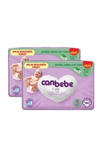 Canbebe 3 Numara Bantlı Bebek Bezi 2x180 Adet