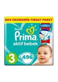 Prima Dev Ekonomik Fırsat Paket 3 Numara Cırtlı Bebek Bezi 432 Adet