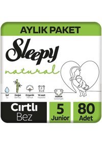 Sleepy Junior Jumbo 5 Numara Organik Cırtlı Bebek Bezi 80 Adet