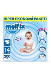 Molfix Anne Kucağı Gibi 4 Numara Cırtlı Bebek Bezi 200 Adet