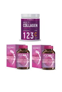 Voonka Hyaluronic Acid Tablet Toz Kolajen 2x32 + Multi Collagen Tozu 300 gr