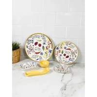 Byz Home Pekin Yuvarlak Desenli 19 Parça 4 Kişilik Stoneware Kahvaltı Takımı Çok Renkli