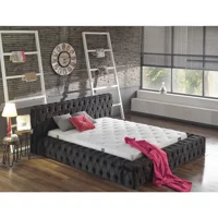 Niva Baza Black Pearl 180 x 200 cm Başlıklı Çift Kişilik Baza Seti Siyah