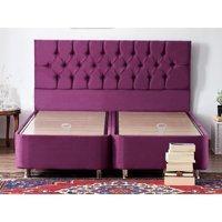 Niron Yatak Purple 180 x 200 cm Başlıklı Çift Kişilik Sandıklı Baza Seti Mor