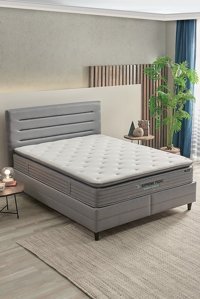 Yataş Supreme Pedic 120 x 200 cm Yataklı Başlıklı Çift Kişilik Sandıklı Baza Seti Mavi