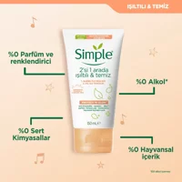 Simple 2'si 1 Arada Siyah Nokta Karşıtı Leke Giderici Sıkılaştırıcı Jel Tüp Yüz Peelingi 150 ml