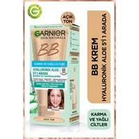 Garnier Hyaluronik Aloe 5'i 1 Arada Karma-Yağlı Ciltler İçin Sivilce Yapmayan BB Krem Açık Ton