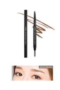 Missha A'Pıeu Edge Brow Pencil Medium Brown Asansörlü Çift Taraflı Fırçalı İnce Uçlu Kaş Kalemi Kahverengi