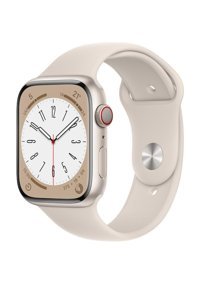 Apple Watch Series 8 Apple Uyumlu WatchOS Su Geçirmez 41 mm Fluoro Elastomer Kauçuk Kordon Kulaklıklı Kare Akıllı Saat Krem