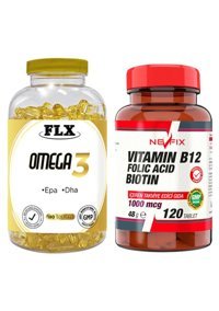 Flx Omega 3 Yetişkin 180 Adet + Nevfix Vitamin B12 1000 Mcg