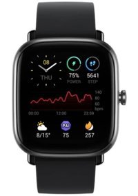 Amazfit GTS 2 Mini Amazfit OS Su Geçirmez 40.5 mm Silikon Kordon Dikdörtgen Unisex Akıllı Saat Siyah