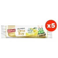 Koroplast Limon Kokulu Büzgülü Orta Boy 55x60 cm Çöp Poşeti 15x5 Adet Sarı