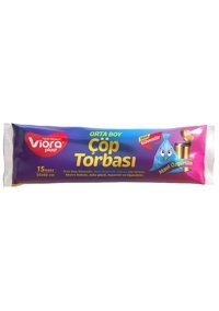 Vioraplast Orta Boy 55x60 cm Çöp Poşeti 15 Adet Mavi