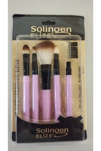 Solingen Elize 5'li Allık Eyeliner Far Makyaj Fırça Seti Pembe