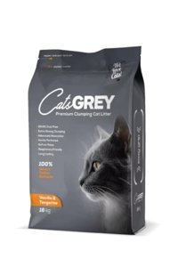 Cats Grey Premium Vanilya ve Mandalina Kokulu Topaklanan İnce Taneli Bentonit Kedi Kumu 16 lt