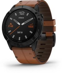 Garmin Fenix 6X Sapphire Su Geçirmez 51 mm Deri Kordon Daire Unisex Akıllı Saat Kahverengi