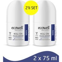 Ecowell Organic Pudrasız Ter Önleyici Organik Roll-On Erkek Deodorant 2x75 ml