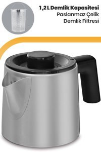 Karaca Çaysever Robotea Pro Quartz 4 In 1 Konuşan Otomatik Cam Demlikli 2500 W Plastik Gövdeli Krom Çay Makinesi