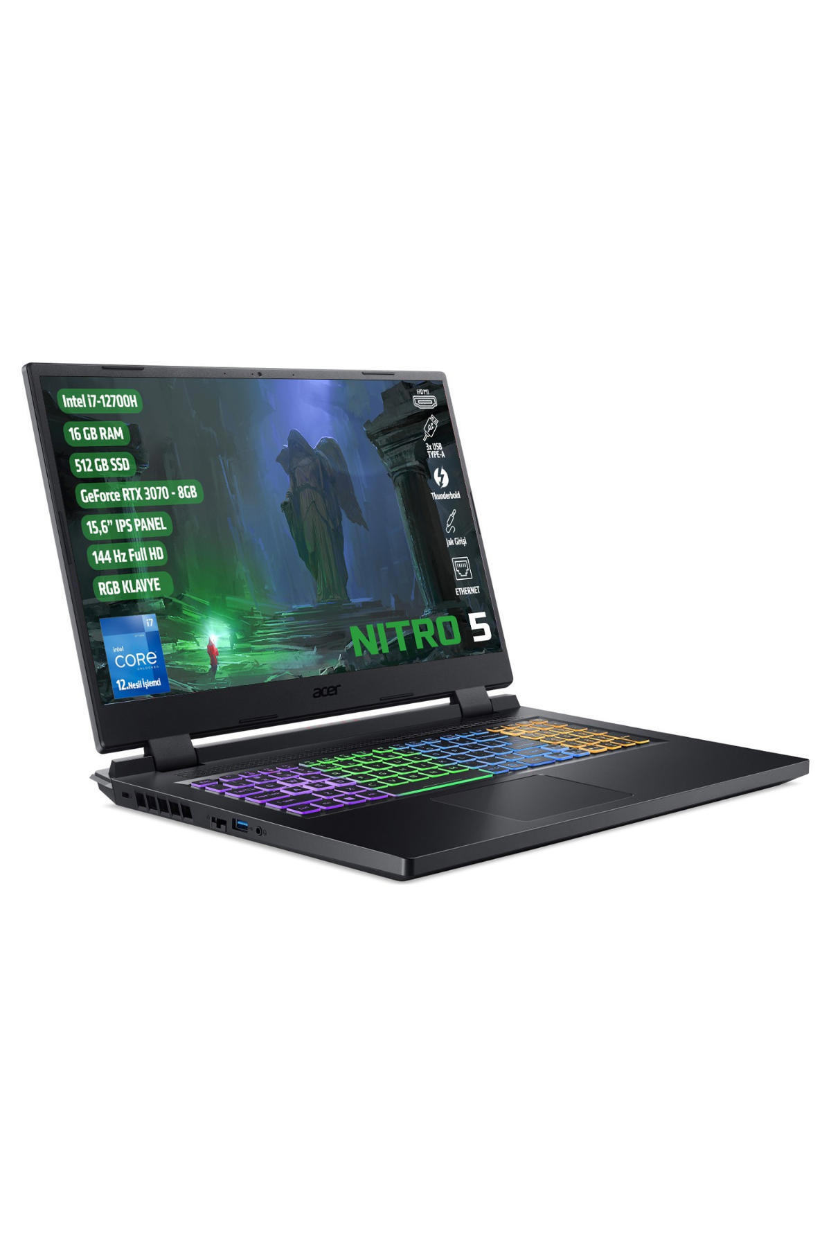 Acer Nitro 5 AN515-58 W11PRO NH.QGAEY.001 Harici GeForce RTX 3070 Intel Core i7 16 GB Ram DDR4 512 GB SSD 15.6 inç Full HD Windows 11 Pro Gaming Notebook Laptop