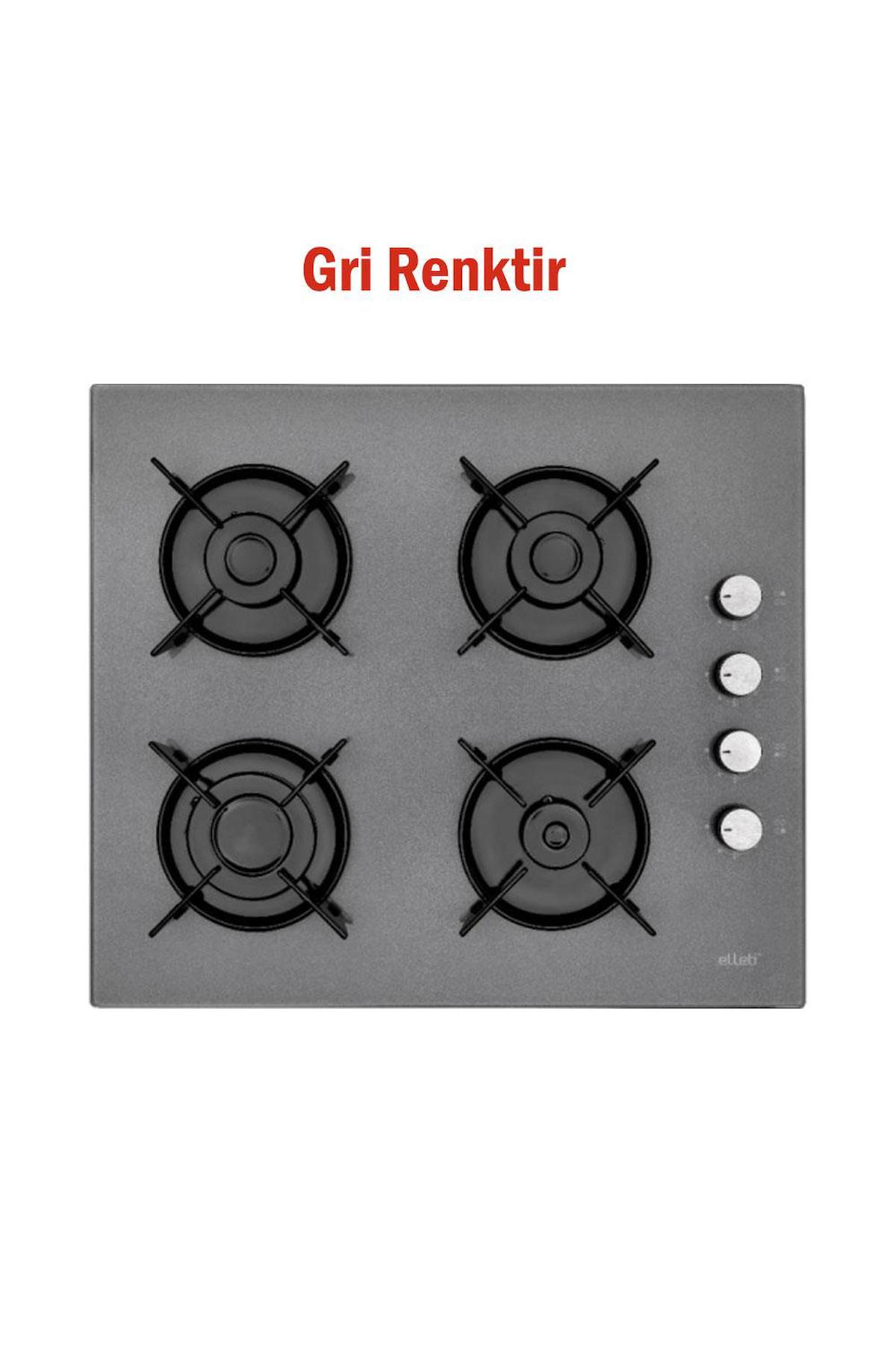 Eminçelik AH 1240 GG60 Gri Cam 4 Gözlü Elektrikli Ankastre Ocak