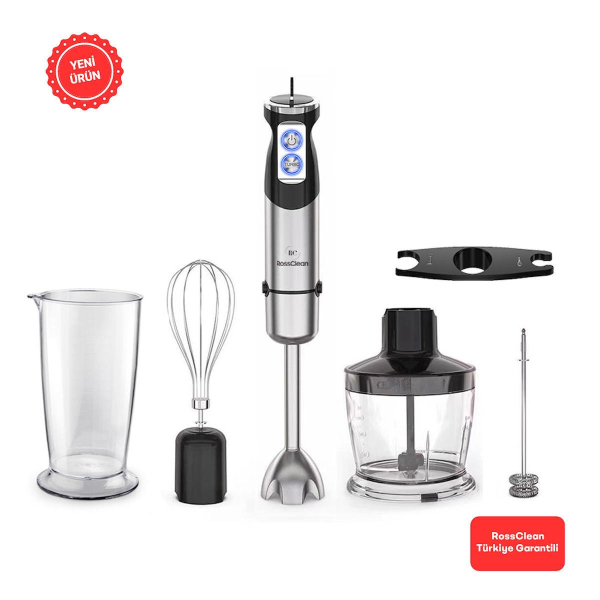 RossClean Multi Pro 600 ml Turbolu 4 Bıçaklı Blender Seti İnox