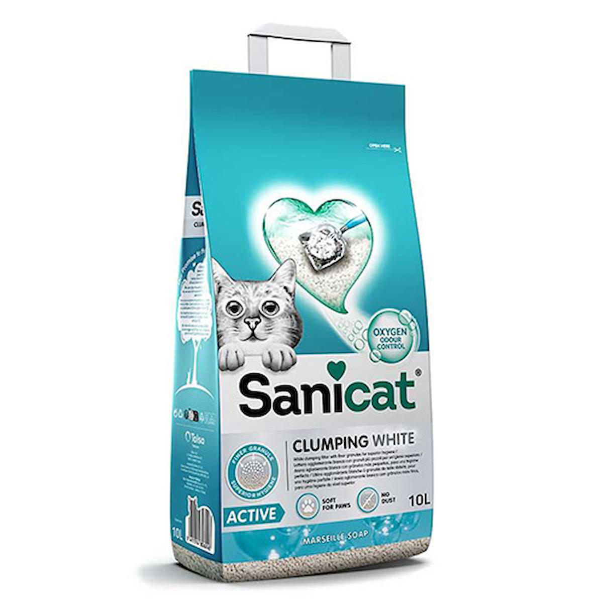 Sanicat Marsilya Sabunu Kokulu Topaklanan İnce Taneli Bentonit Kedi Kumu 2 x 10 lt