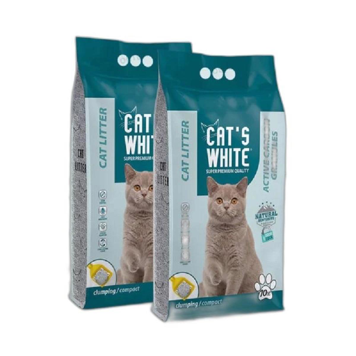 Cat's White Granüllü Topaklanan İnce Taneli Bentonit Kedi Kumu 2 x 10 lt