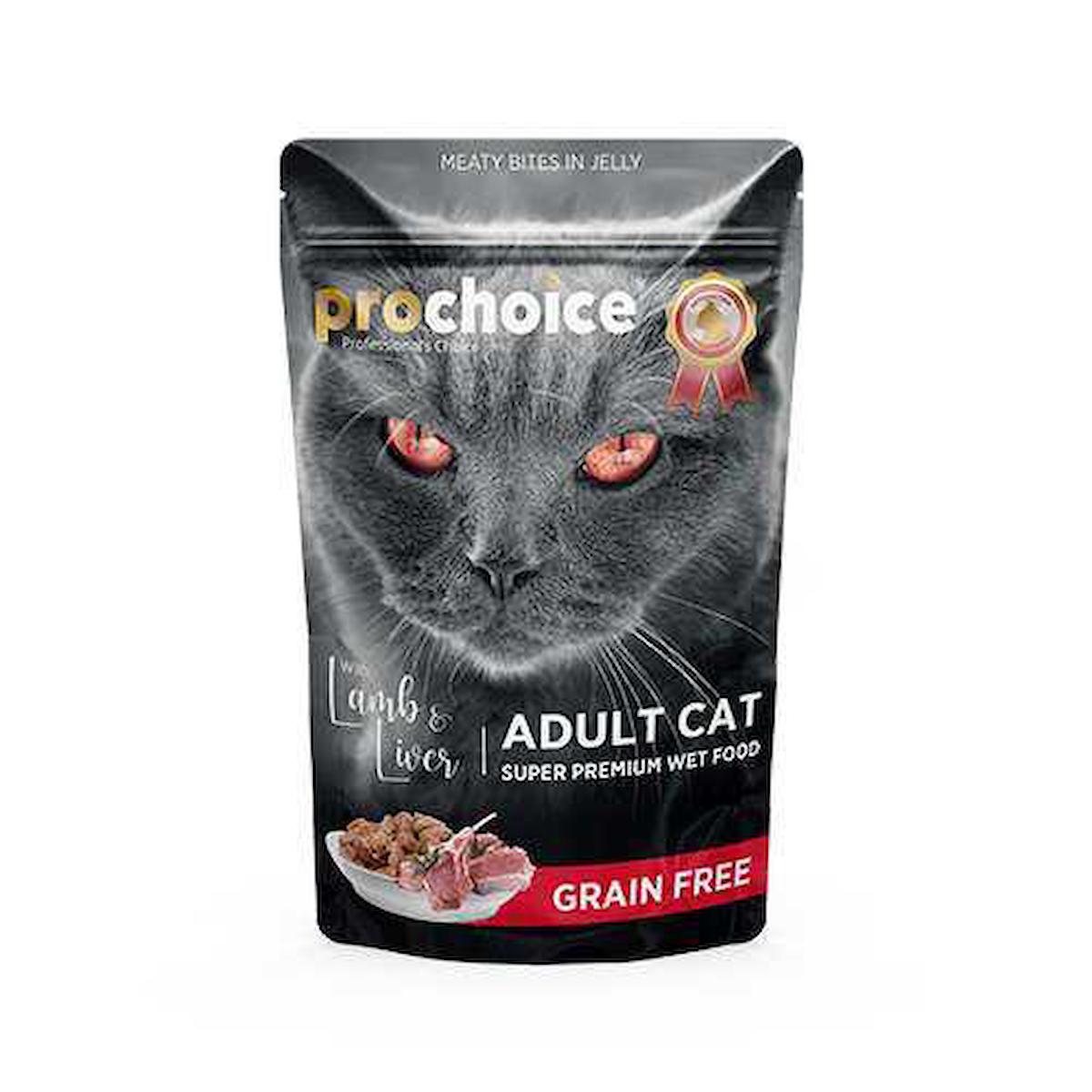 Prochoice Grain Free Ciğerli ve Kuzu Etli Yetişkin Yaş Kedi Maması 85 gr