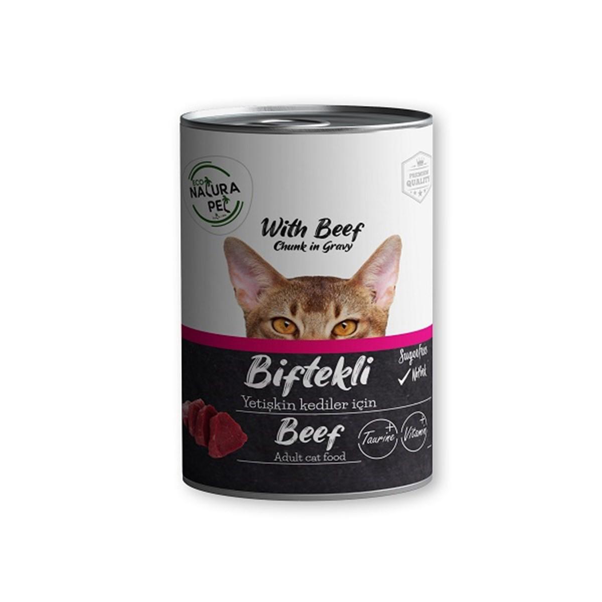 Natura Pet Premium Quality Biftekli Yetişkin Yaş Kedi Maması 400 gr