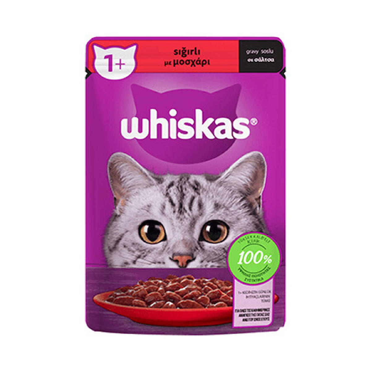 Whiskas Gravy Soslu Sığır Etli Yetişkin Yaş Kedi Maması 6x85 gr