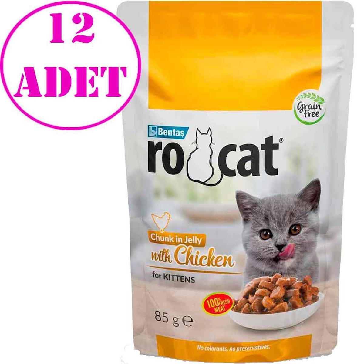 Rocat Chunk In Jelly Tavuklu Yavru Yaş Kedi Maması 12x85 gr