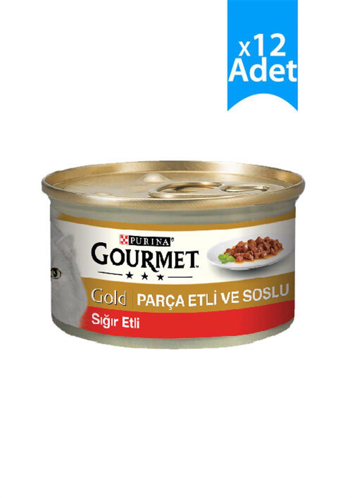 Purina Gold Sığır Etli Parça Etli Soslu Yetişkin Yaş Kedi Maması 12x85 gr