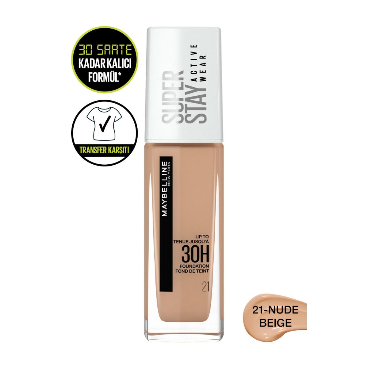 Maybelline New York Super Stay Active Wear 21 Nude Beıge Krem Sprey Fondöten