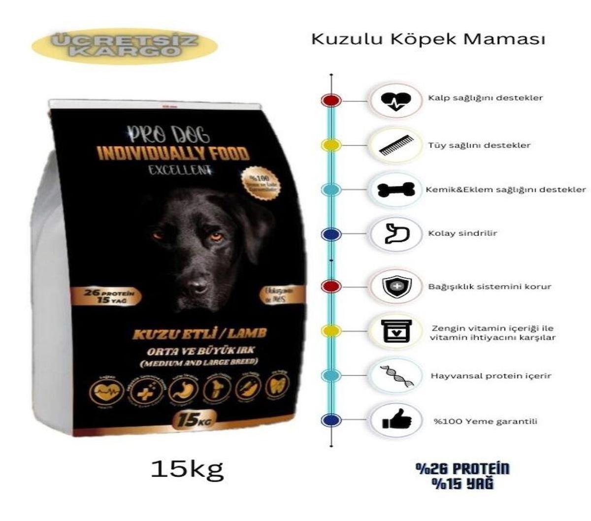 Pro Dog Exellent Kuzu Etli Büyük ve Orta Irk Yetişkin Kuru Köpek Maması 15 kg