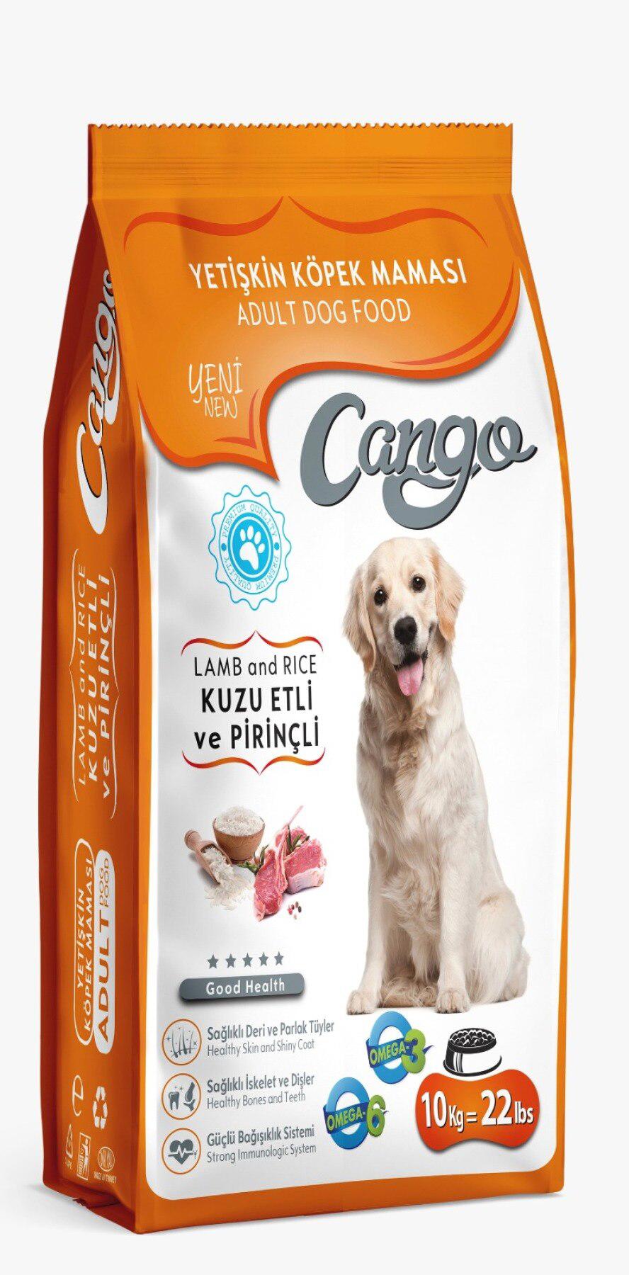 Cango Pirinçli ve Kuzu Etli Tüm Irklar Yetişkin Kuru Köpek Maması 10 kg