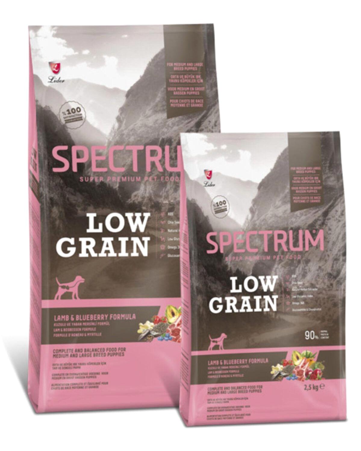 Spectrum Low Grain Kuzu Etli ve Yaban Mersinli Büyük ve Orta Irk Yavru Kuru Köpek Maması 2.5 kg