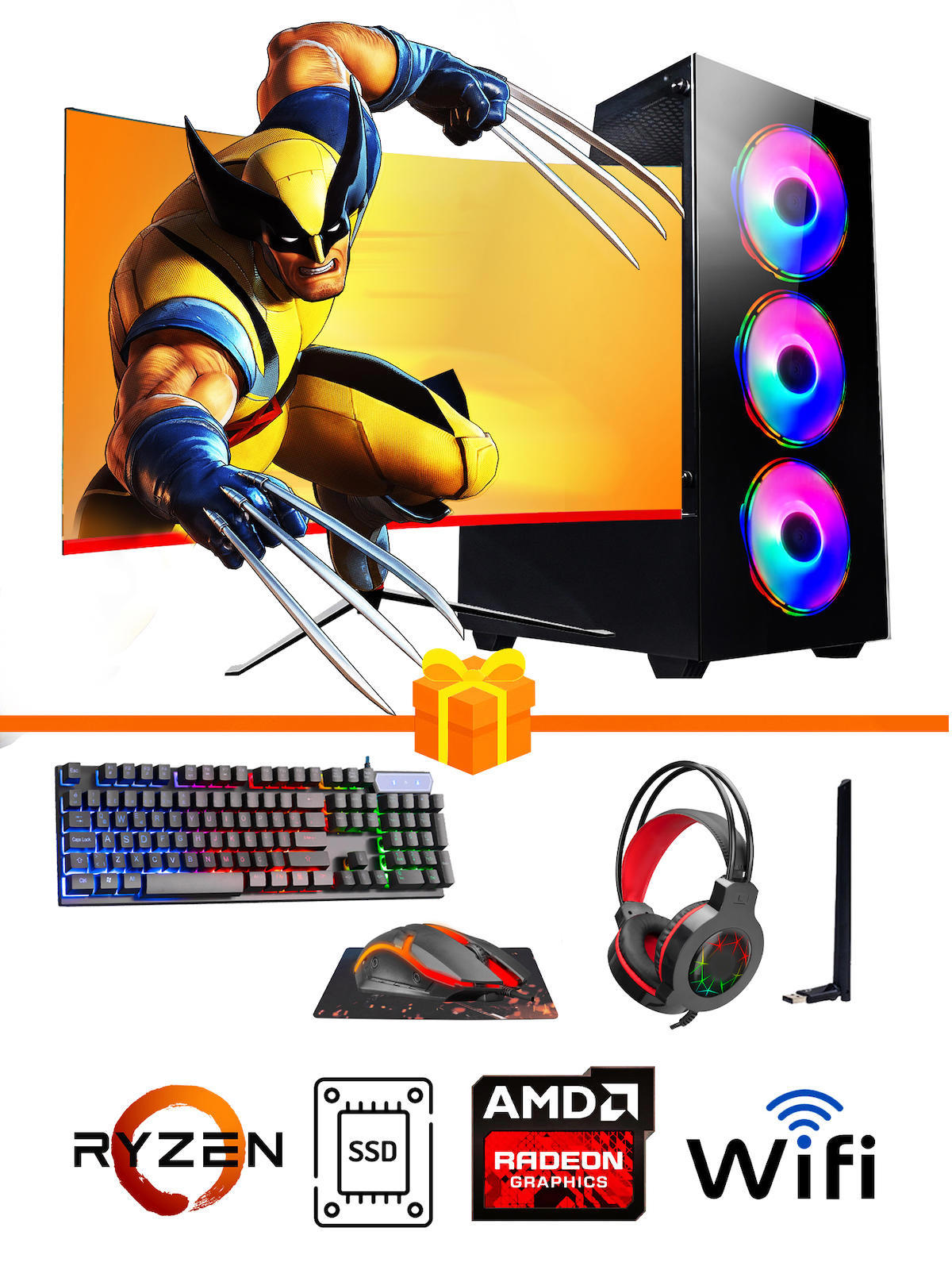 Ramtech Gaming RG505-069 Harici Radeon RX 550 Ekran Kartlı AMD Ryzen 5500 32 GB DDR4 256 GB SSD 23.6 inç FULL HD FreeDos Masaüstü Oyuncu Bilgisayarı