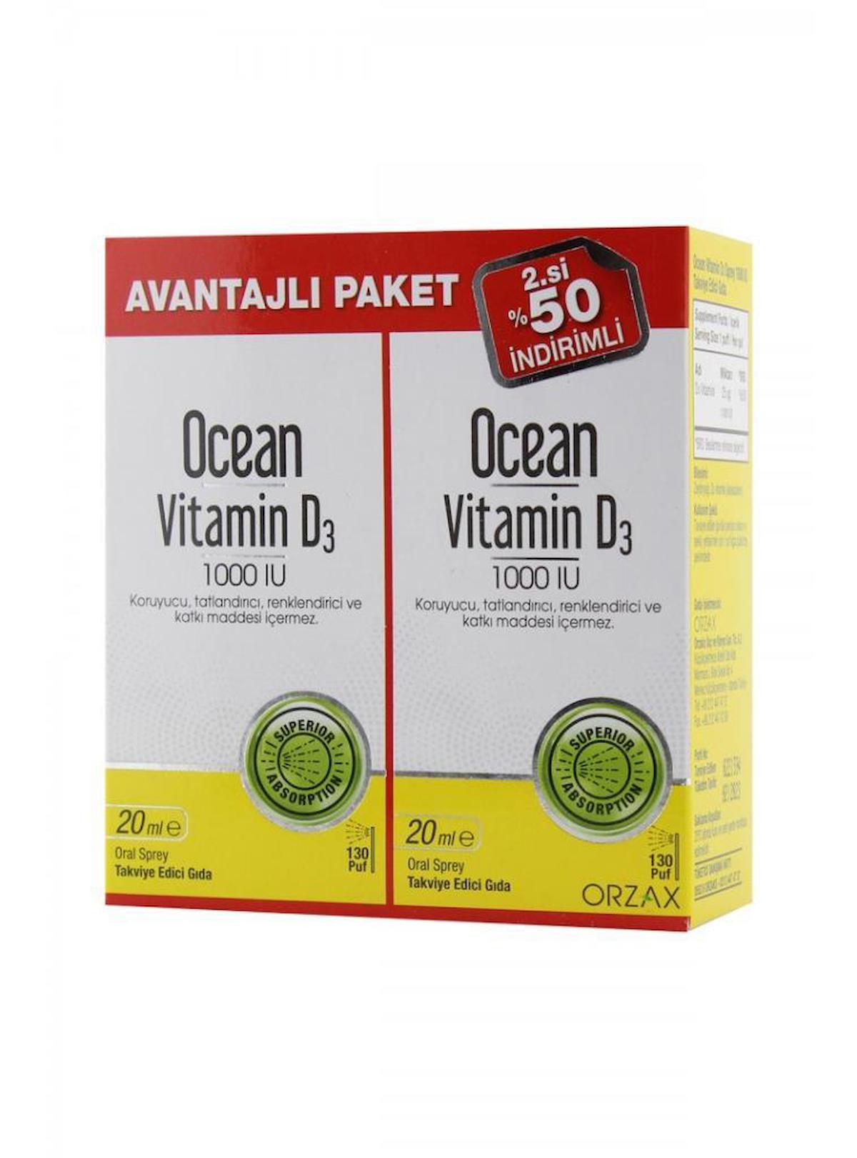 Ocean Vitamin D3 Aromasız Unisex 2x20 ml