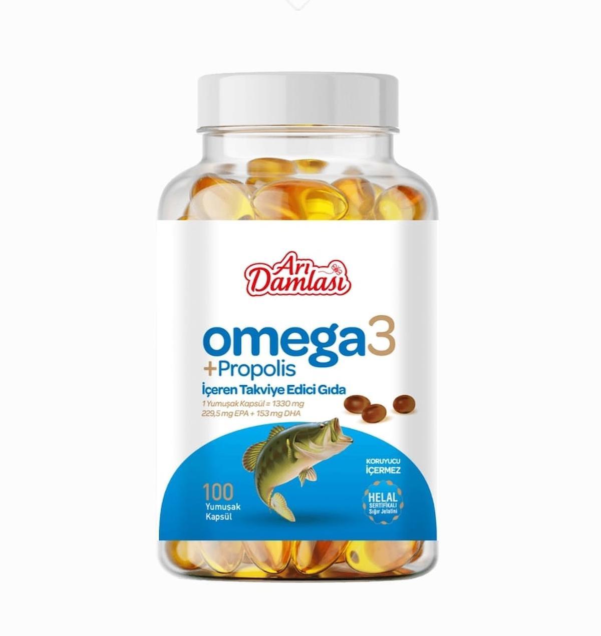 Arı Damlası Omega 3 Sade Çocuk - Yetişkin Vitamin 100 Kapsül