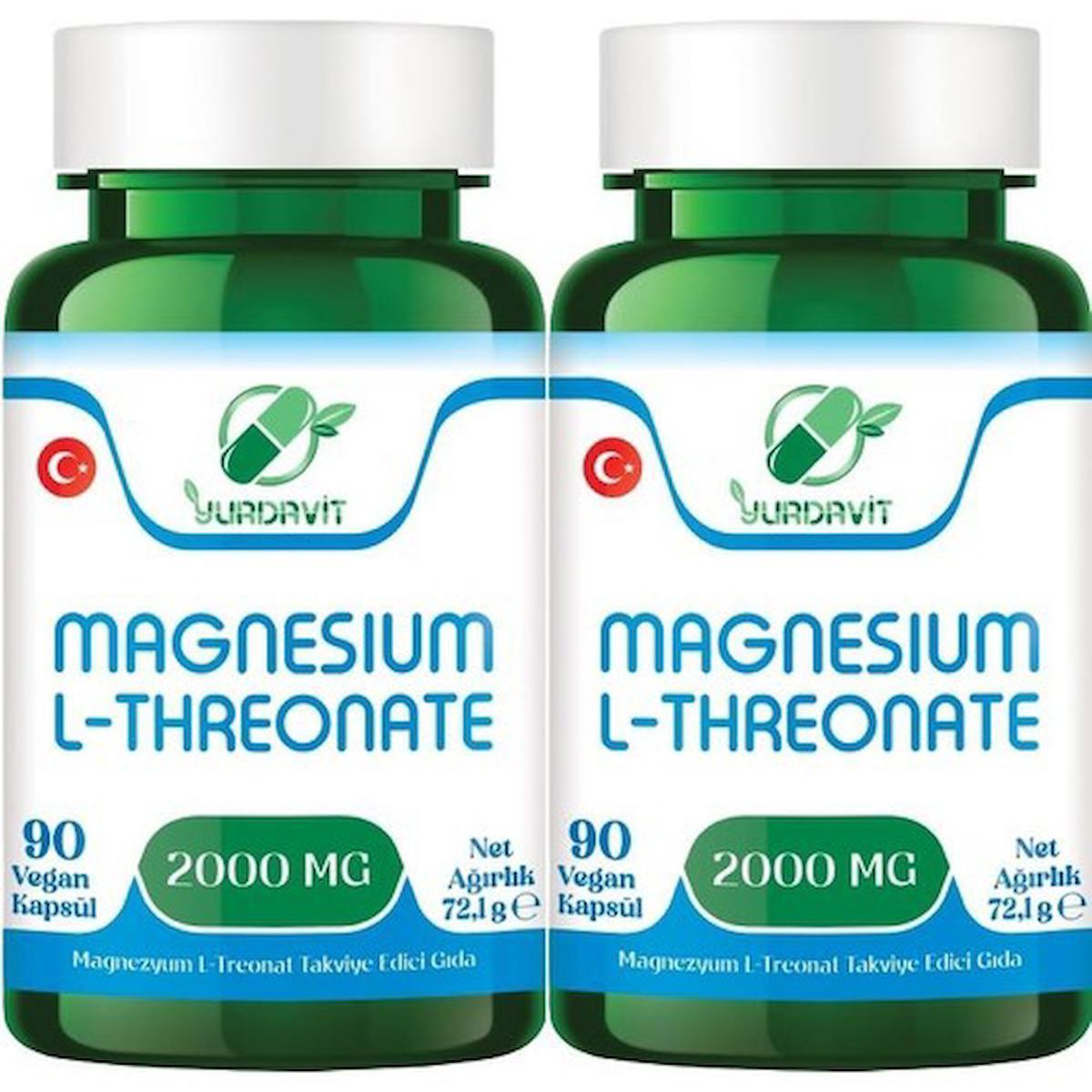 Yurdavit Magnezyum L-Threonate Sade Unisex Vitamin 2x90 Kapsül