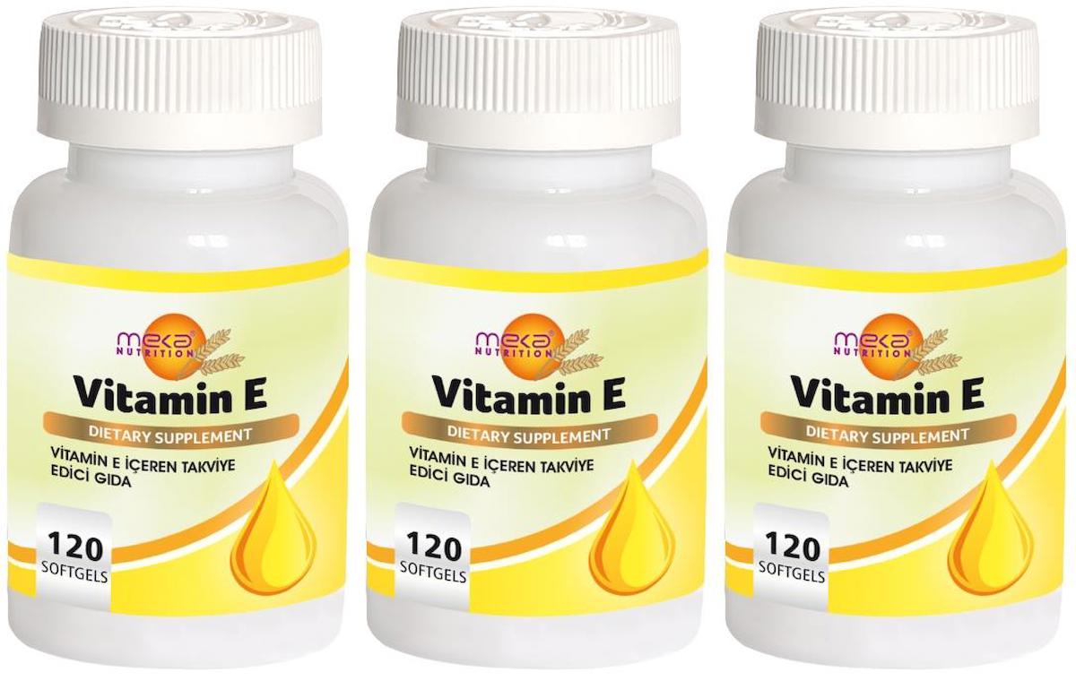 Meka Nutrition Vitamin E Aromasız Unisex 3x120 Kapsül