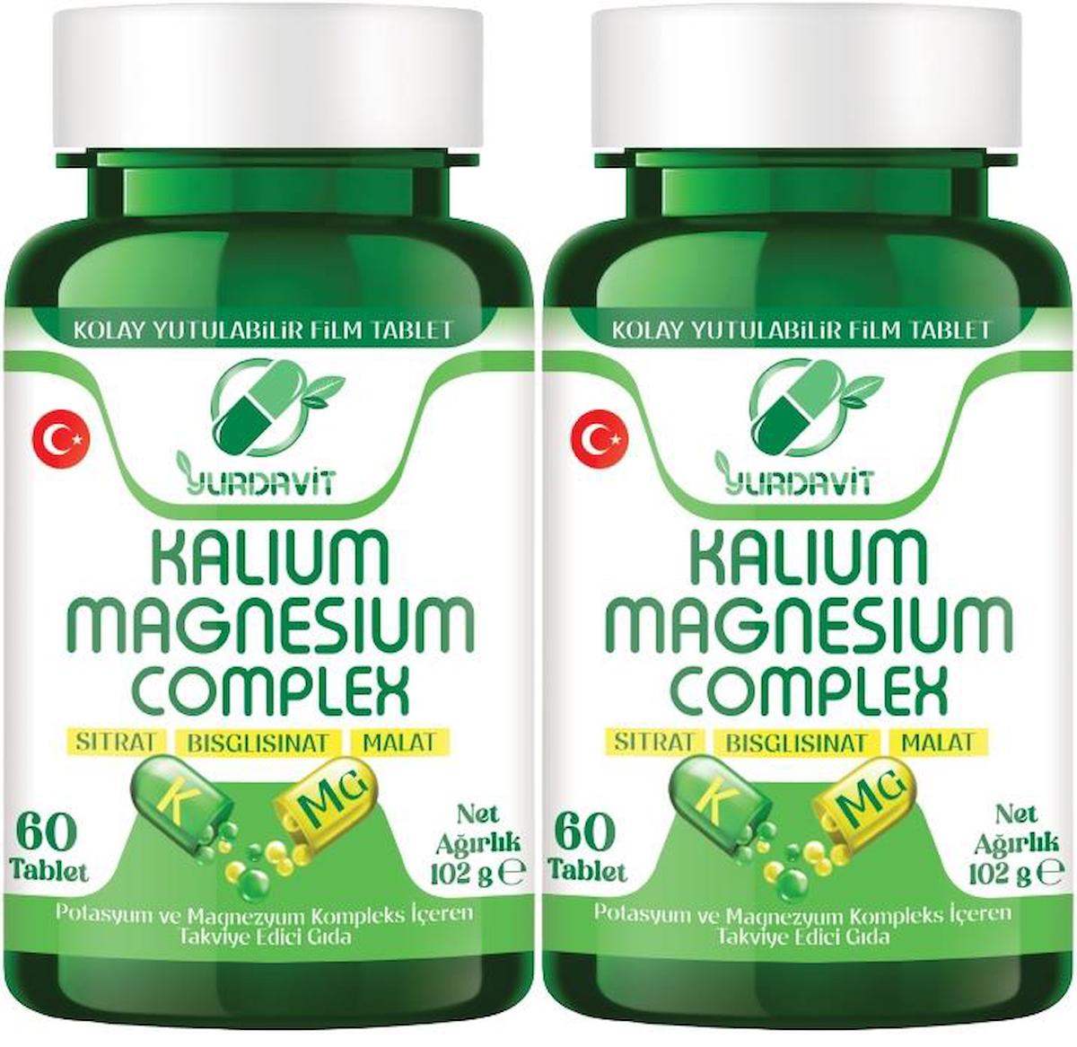 Yurdavit Potassium Magnezyum Unisex Vitamin 2x60 Tablet