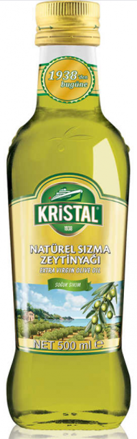 Kristal Natürel Yumuşak Doğal Polifenolsüz Soğuk Sıkım Olgun Hesap Cam Sızma Zeytinyağı 0.5 lt