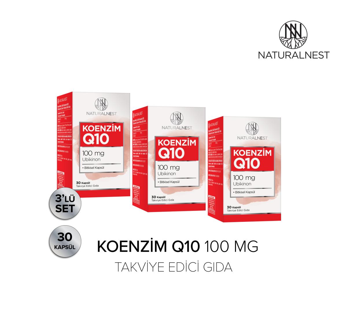 Naturalnest Coenzyme Q10 Sade Yetişkin Bitkisel Besin Desteği 3x30 Kapsül